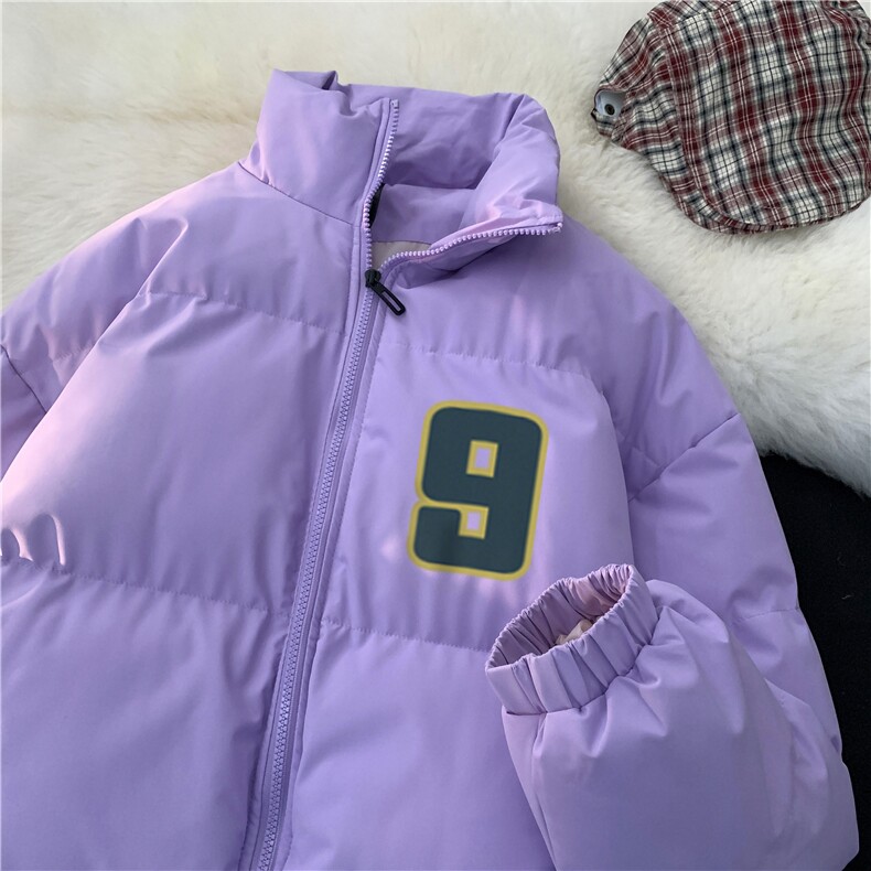 港风冬季新款潮流印花百搭保暖加厚棉服外套MY23412特批70控118图片