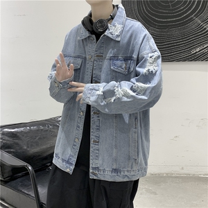 JK629-P70-限价98 S-3XL现货破洞牛仔夹克外套大码图片
