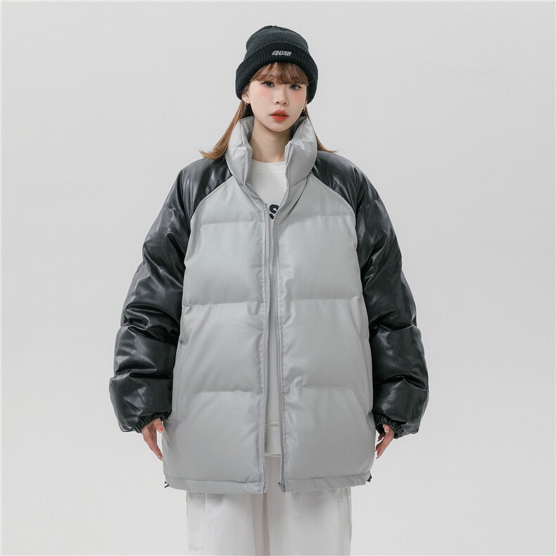 中性风拼接撞色面包服时尚立领保暖皮棉服A247-MY520特批85,男装棉衣,电商A247