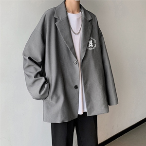 秋季港风新款韩版宽松翻领西装西服外套男XZ614 P75 控88图片