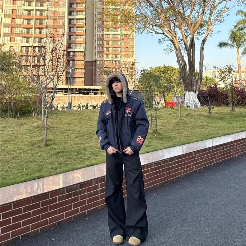 美式复古刺绣徽章座山雕棉衣外套男女冬季小众加厚保暖夹克MY175,男装夹克,星座208-5