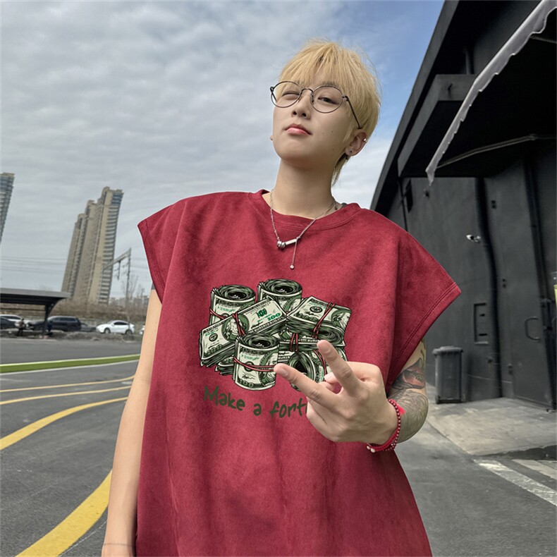 麂皮绒背心坎肩男T恤美式港风潮JB457-特P19控38,男装背心/马甲,电商B370