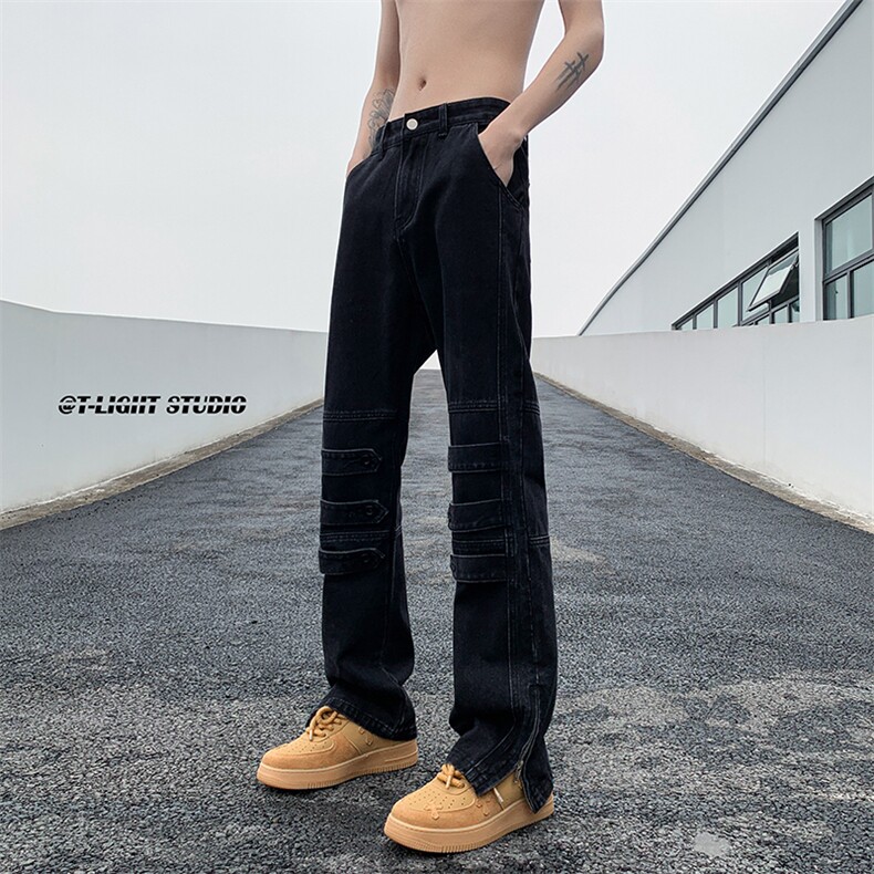 B221 美式ins高街暗黑小众个性微喇牛仔裤 LK23018-P65 控88图片