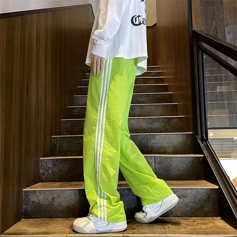 粉色速干男式休闲裤秋天薄款垂感宽松多巴胺穿搭阔腿裤子潮牌,男装休闲裤,四季星座218-1