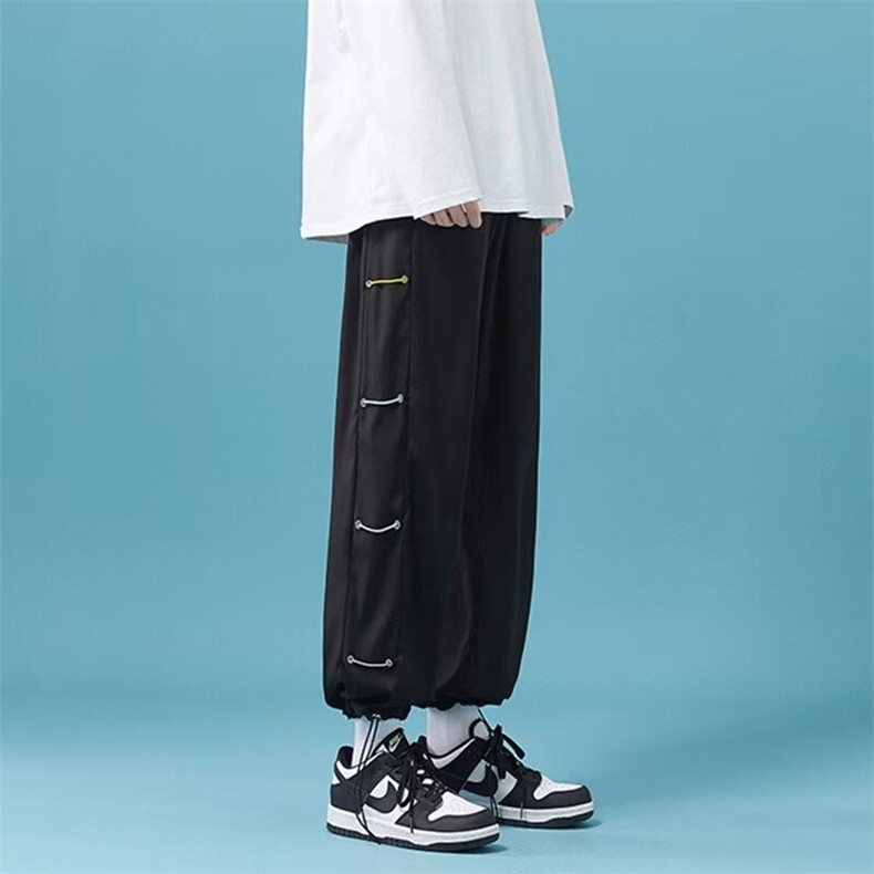 夏季薄款抽绳冰丝束脚裤休闲百搭裤子,男装休闲裤,星座1013