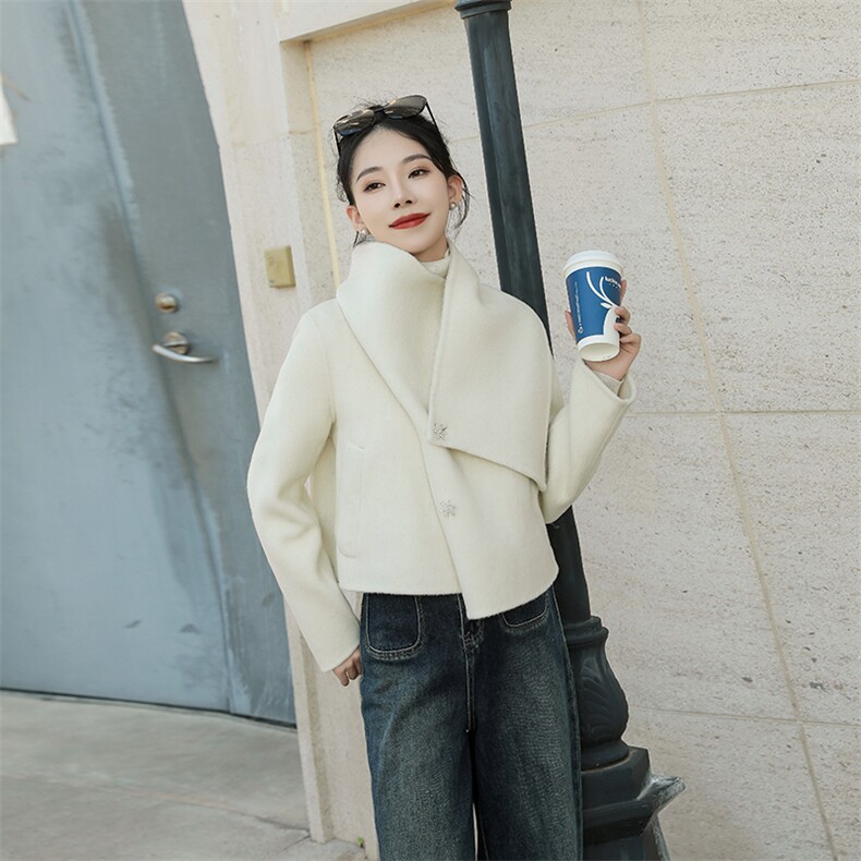 现货秒发双面羊毛呢小个子短外套羊毛,女装毛呢外套,丝露怡语