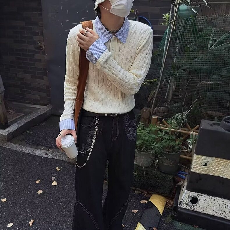 原宿长袖毛衣文艺百搭气质流行时尚新款简约潮流慵懒日系MBX039,男装针织衫/毛衣,星座1116A（原606A-3）