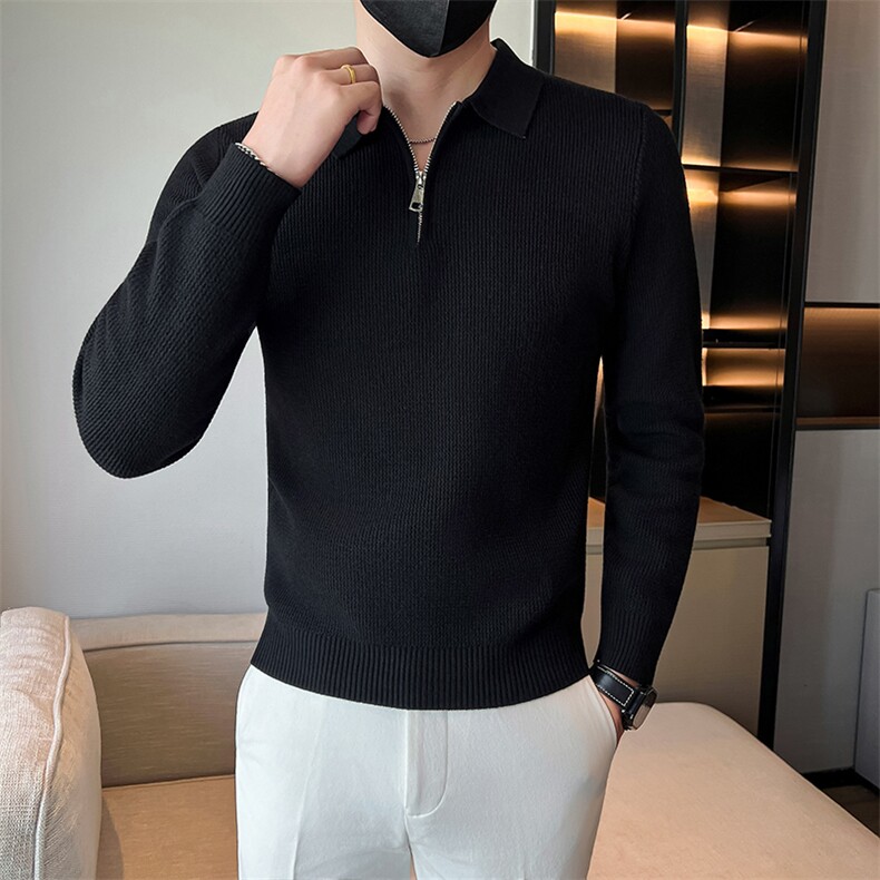 店主风小伙男士秋冬半拉链翻领纯色毛衣打底衫301A-1/M85/P58,男装T恤,星座301A-1
