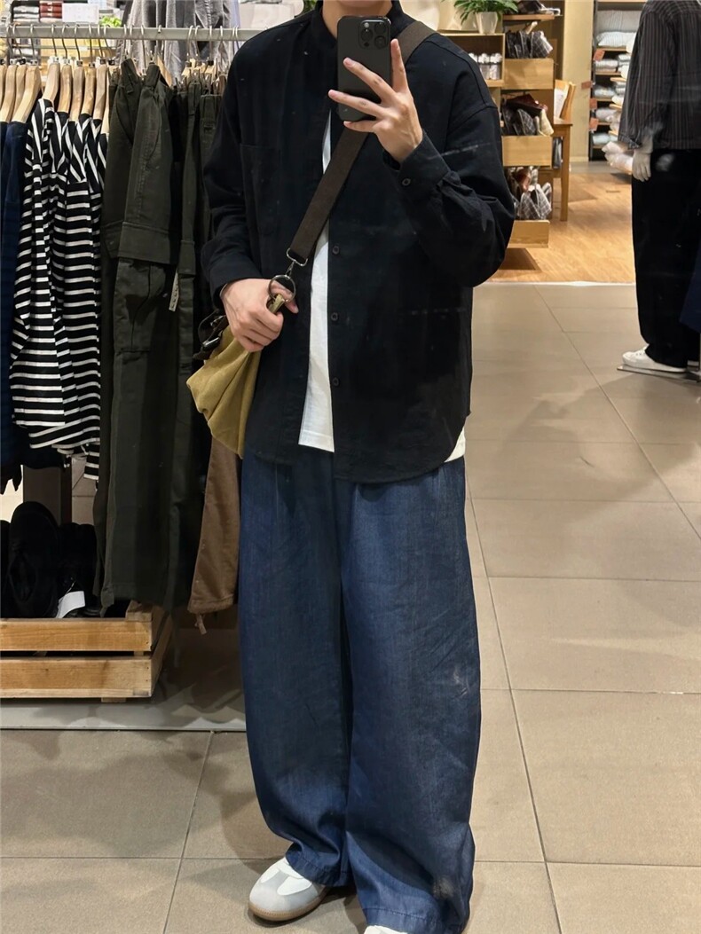 长袖立领仿麻休闲衬衫1302-GC67-P40控68成分100棉,男装衬衫,星座1302