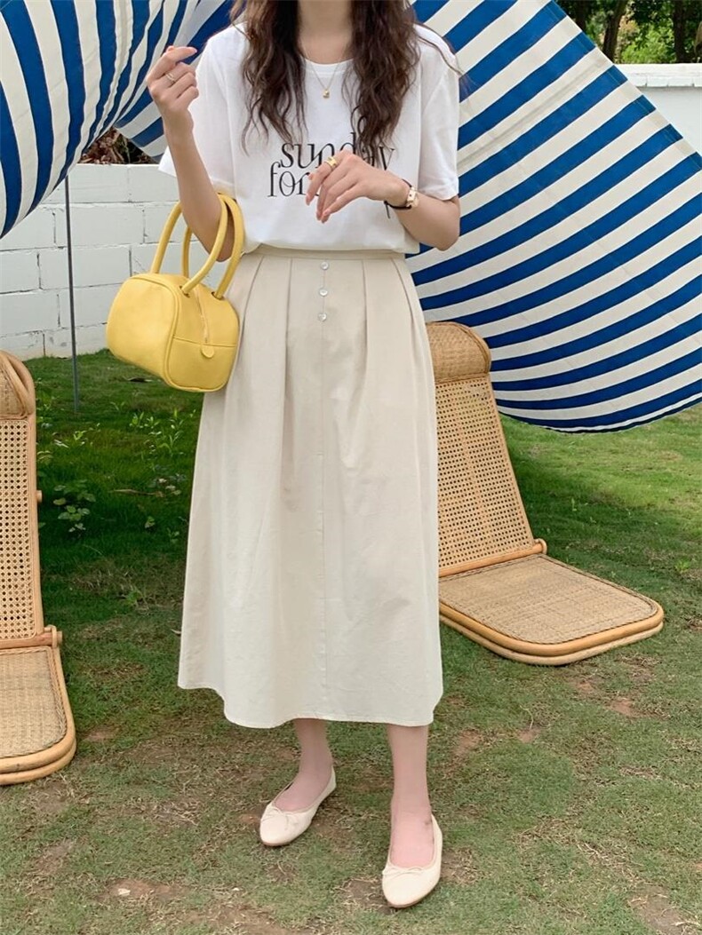 现货布文艺半裙，女装半身裙，汐美