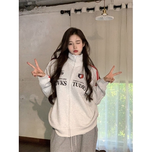 EE098-P70 卫衣男女情侣薄款2024潮宽松拉链开衫外套连帽韩版上衣图片