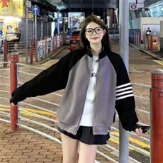 重磅秋冬北极绒开衫毛衣美式复古休闲慵懒风撞色立领针织衫外套，男装针织衫/毛衣，电商A443