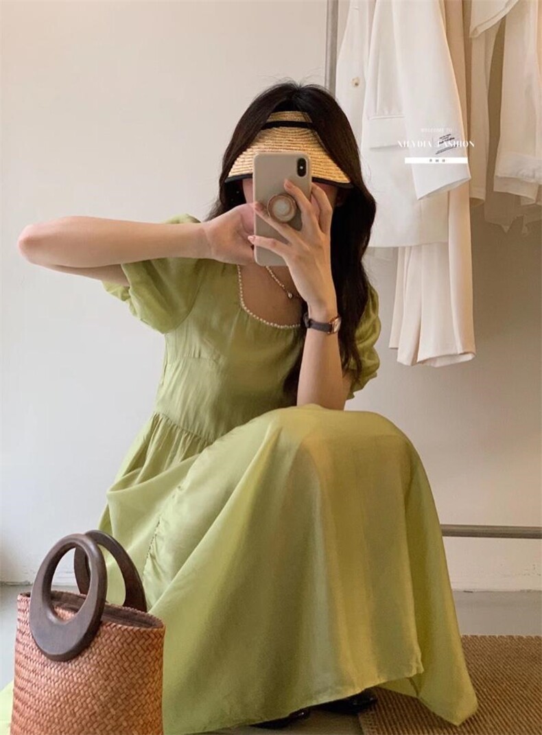 法式泡泡袖连衣裙夏季设计感众温柔高级感初恋裙子,女装连衣裙,香丽迪1