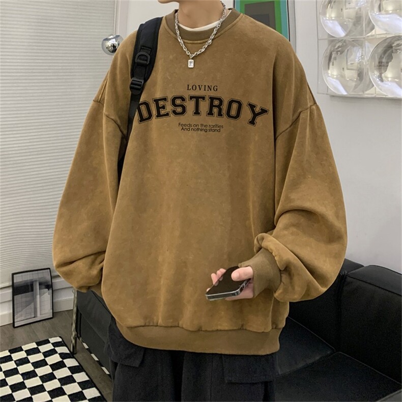 DSA028-SXCT22L168抖音品质水洗重磅卫衣男高品质65棉圆领卫衣,男装卫衣,电商A028