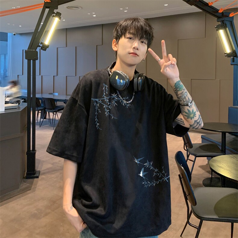 量大优供视频重磅麂皮绒短袖T恤男JPDX208-特P19,男装T恤,电商B367
