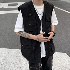 潮流马甲V领青春流行百搭拼接日系多口袋背心G369P52，男装背心/马甲，星座1116-2