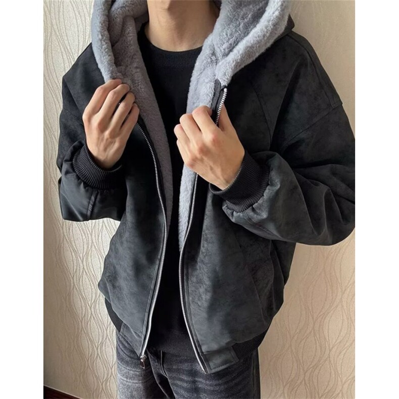 PU皮棉衣座山雕加绒夹棉连帽棉服男女冬季加绒外套M9924,男装棉衣,星座1116A（原606A-3）