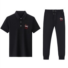 上衣裤子短袖纯色2023年翻领休闲夏季中年套装时尚HP516，男装休闲套装，电商B212（原钱塘6029）