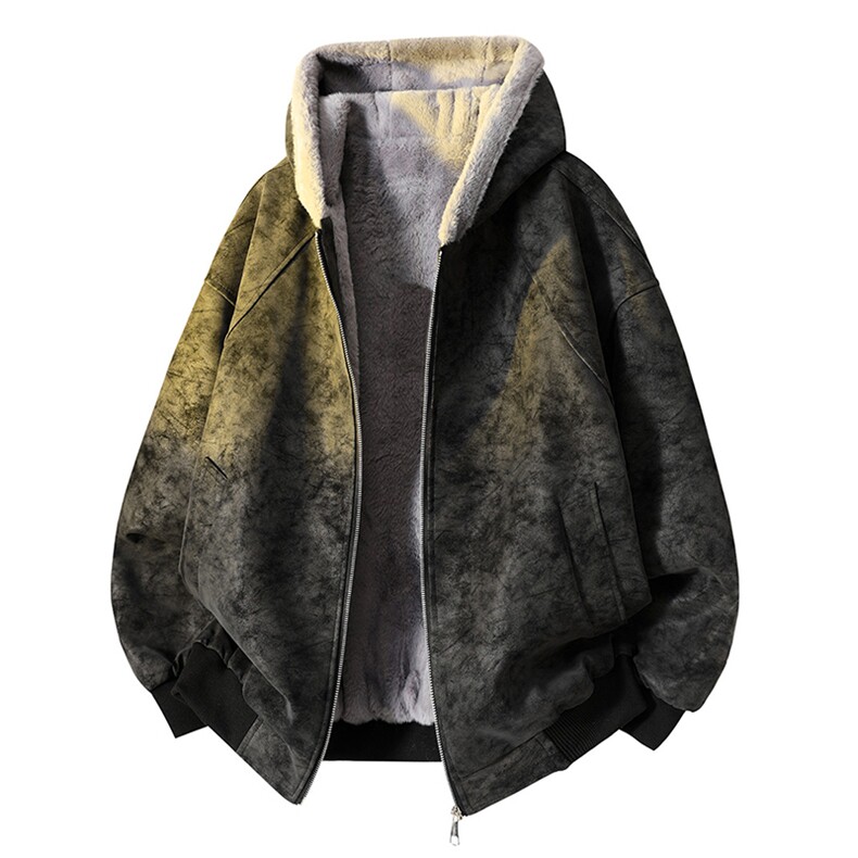 现货高品质美式高街冬季重磅座山雕大毛毛领pu皮棉衣男女加厚外套，男装皮衣，电商A443