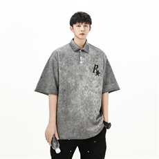抖音品质休闲华夫格Polo衫2023创意港风短袖T恤XP77061-P40，男装Polo衫，电商A042