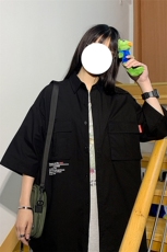 1港风休闲情侣大码M-5XL衬衫男日系潮流帅气短袖衬衣7870P45控69，男装T恤，星座226-2