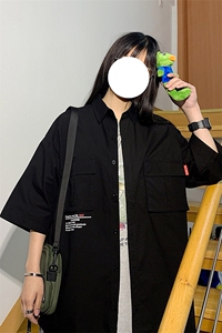1港风休闲情侣大码M-5XL衬衫男日系潮流帅气短袖衬衣 7870P45控69图片