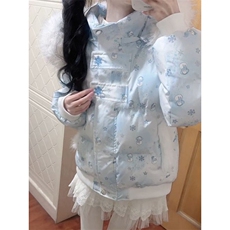 1506A/G79230/P99奶呼呼甜爱满印雪人毛领连帽棉服女冬季1，男装棉衣，星座1506A