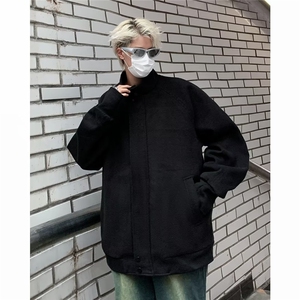 立领毛呢夹克男士秋冬季韩版宽松潮高级感复古外套上衣服 8225图片