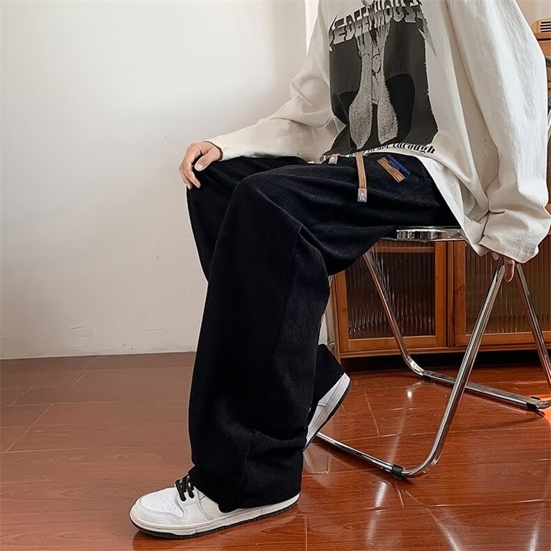 加绒加厚雪尼尔休闲裤男宽松运动卫裤冬直筒刺绣潮棉保暖长裤K51,男装休闲裤,星座310B-1