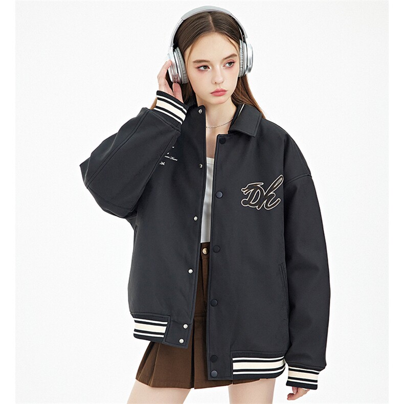 现货三色字母PU皮棒球服外套秋冬棉服带帽可拆卸,男装棉衣,电商A105