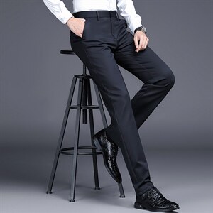 D6801男士2023年秋季新款休闲长裤休闲弹力免烫中腰西裤P115