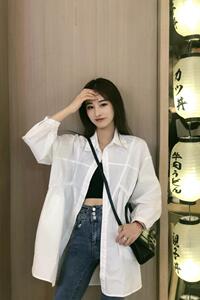 DG879春季新品设计感小众韩版抽绳休闲气质长袖衬衫图片