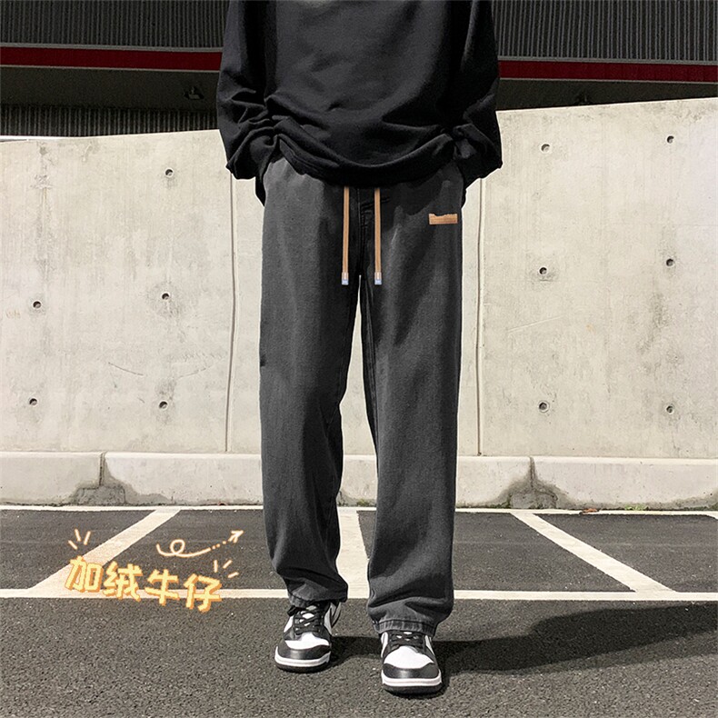 加绒加厚宽松休闲裤男潮牌百搭阔腿拖地裤K825-特批37加绒特批47图片
