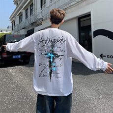 春秋外景重磅嘻哈高街长袖T恤男潮青年百搭宽松薄卫衣CX00709/P30，男装T恤，电商B316