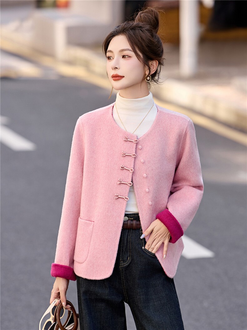 双面毛呢大衣女2025年秋冬新款洋气减龄小个子超火呢子外套,女装毛呢外套,蓝朵琳
