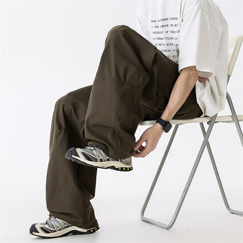 军绿色弯刀工装裤男夏季薄款宽松直筒休闲裤子美式户外登山冲锋裤，男装工装外套，四季星座505