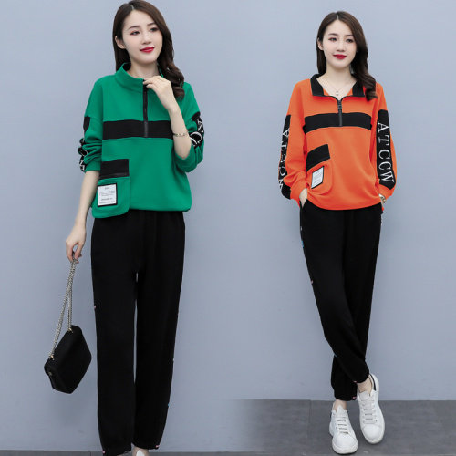 2021秋季时尚简约大方气质优雅收腰显瘦休闲修身百搭潮流两件套,女装套装/套裙,深水步