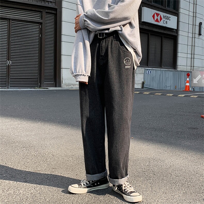 NK44072-P38直筒牛仔裤男士大码宽松九分裤男休闲长裤子男,男装休闲裤,电商A040