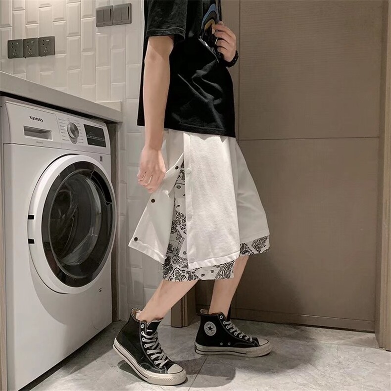 男夏季潮流时尚休闲短裤排扣假两件短裤K218P25,男装休闲裤,星座1116-2