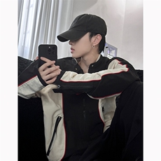 B221美式ins高街暗黑痞帅型男机车服外套上衣SY2306-P90控118，男装夹克，电商B221