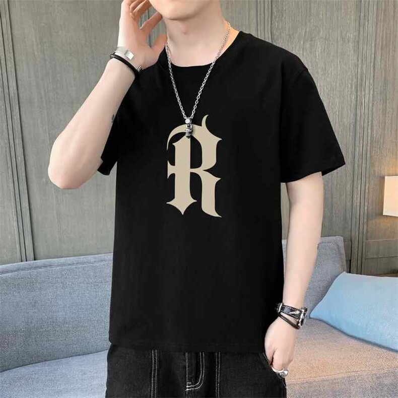 2025夏季新款潮流休闲男士大码圆领短袖T恤薄款1210-2-DT180-P10，男装T恤，星座1816-2（原1210–2）