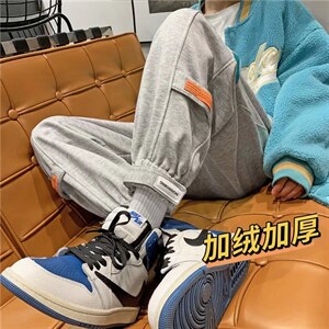 加绒加厚裤子男韩版潮流运动裤束脚卫裤B376P35,男装休闲裤,星座1116-2