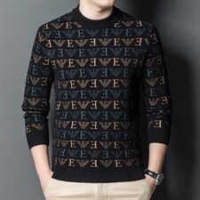 中青年男冬季新款圆领毛衣厚针织衫中年男打底衫XXLB25007-P100图片