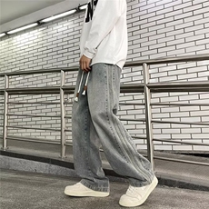 新款日系直筒牛仔裤男韩版潮流宽松阔腿休闲百搭长裤子7021/P45，男装牛仔裤，星座506