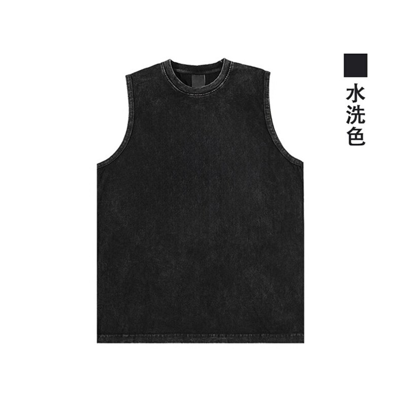 抖音得物品质二开240克重磅美式高街纯棉水洗做旧复古无袖T恤背心,男装T恤,电商A486