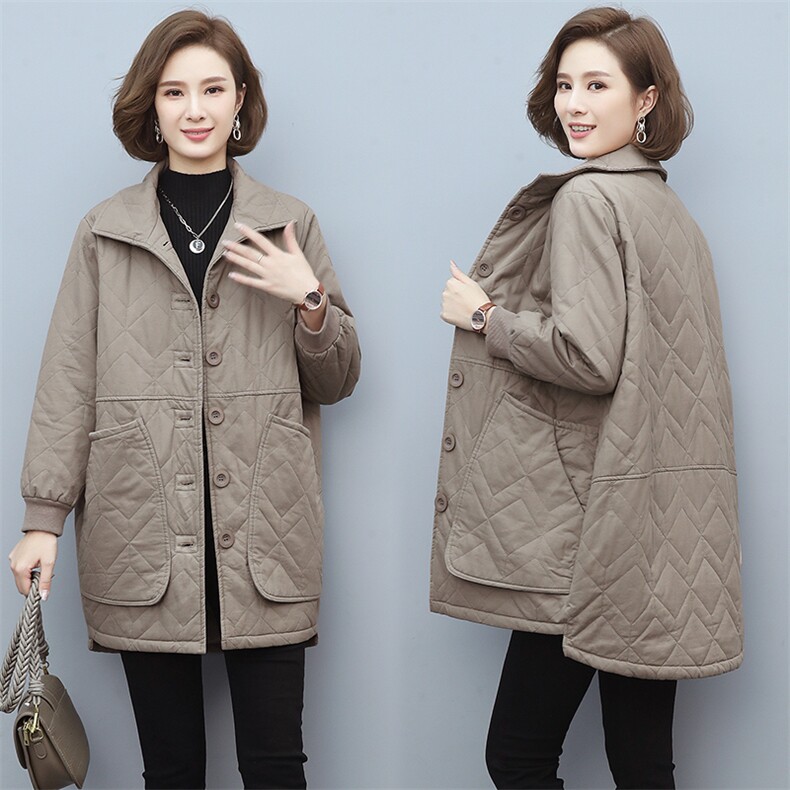 2023冬季新款中长款休闲棉袄外套保暖舒适棉服外套，女装棉衣/棉服，独衣靓