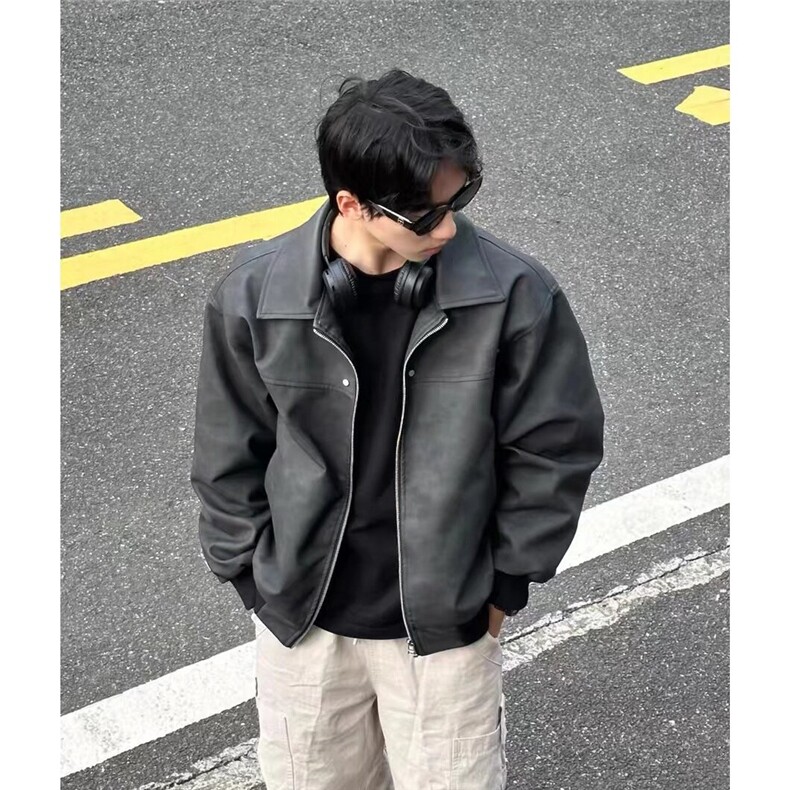 W15-P59美式潮牌飞行夹克男2025春秋新款宽松复古高级感,男装夹克,电商B323A