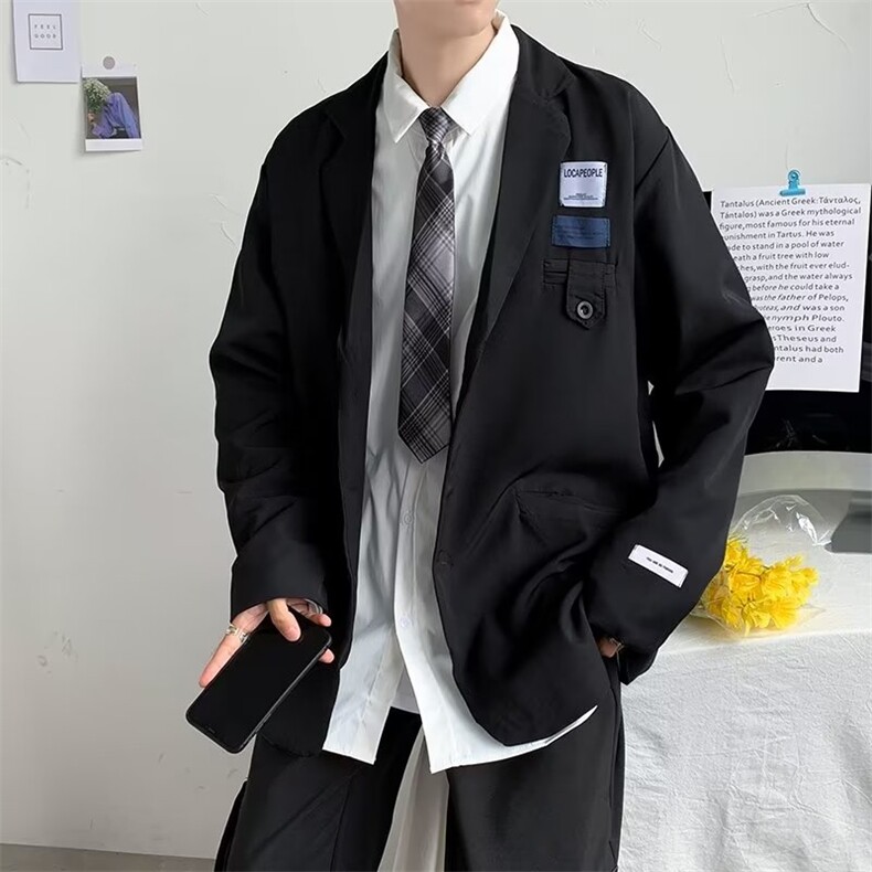三粒单排扣便服单西男青春流行潮标准平驳领小西装外套X8815P50图片
