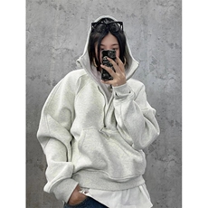 抖音得物二开美式重磅宽松结构拉链设计防风高领连帽卫衣外套W76，男装卫衣，电商A486