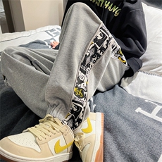特P35控68休闲裤男港风秋季大码宽松束脚拉链复古卫裤-K213，男装休闲裤，电商B370